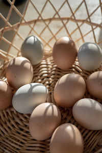 Close-up of eggs in basket