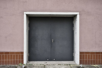 Closed door of building