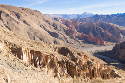 Panoramic view of rocky mountains against sky