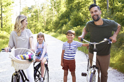 Friends riding bicycles