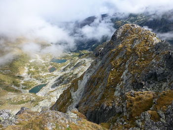 View of the lakes from the top of malyoviza in rila mountain