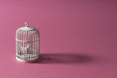 Toy cage on pink background