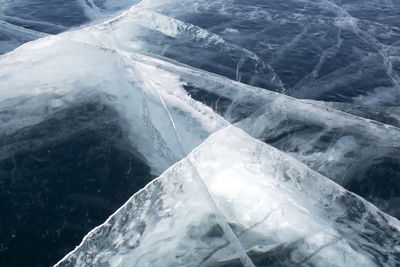 Aerial view of snow covered landscape