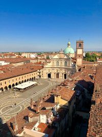 High angle view of buildings in city