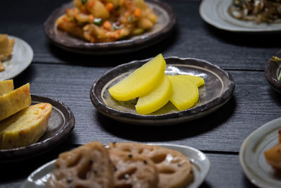 Close-up of food in plate on table