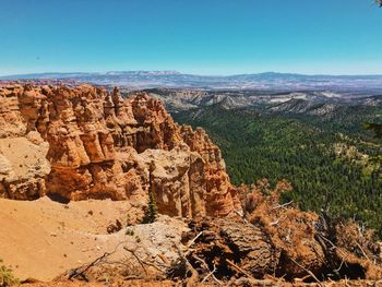 Rock formations on landscape against clear sky