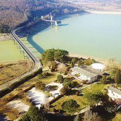 High angle view of bridge over river