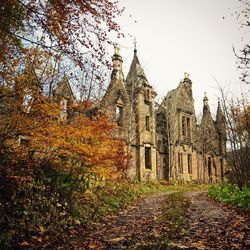 View of temple during autumn