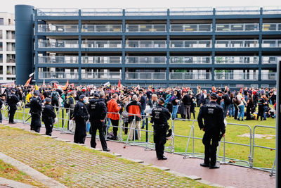 Group of people in front of building