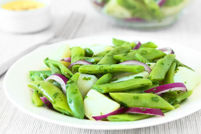 Close-up of salad in plate on table