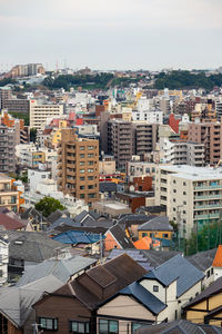 High angle view of townscape against sky