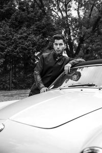 Portrait of man in car