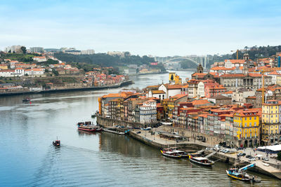 High angle view of porto waterfront