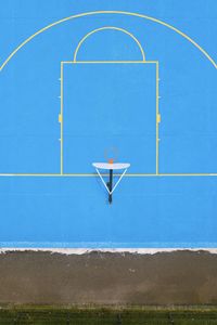 High angle view of basketball court