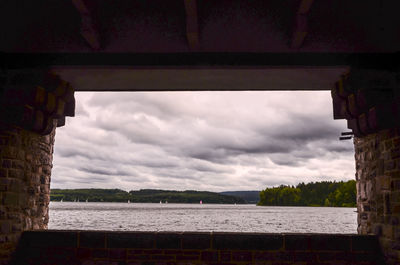 Bridge over river against sky