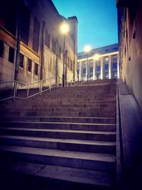 View of stairs at night