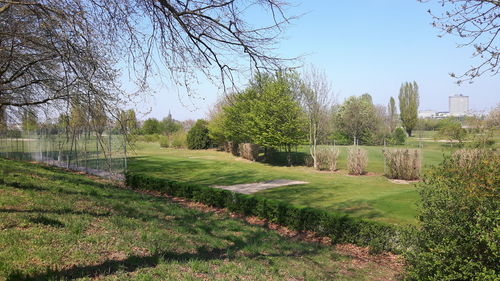 Scenic view of land against clear sky