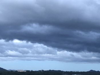 Low angle view of storm clouds over landscape