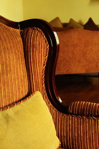 Close-up of empty chair at home