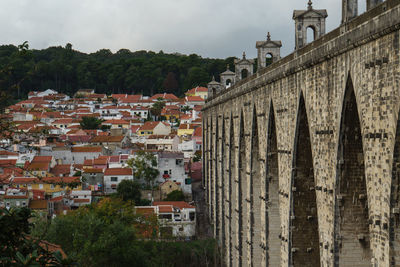 Buildings in town against sky