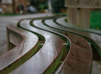 Close-up of metal railing on footpath