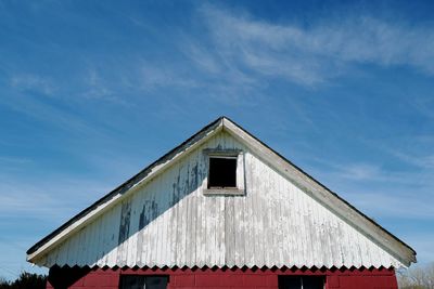 Old barn roof and blue sky