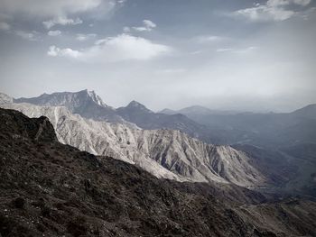 Scenic view of rocky mountains against sky