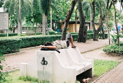 Man sleeping in park