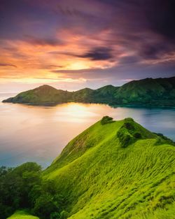 Scenic view of sea against sky during sunset