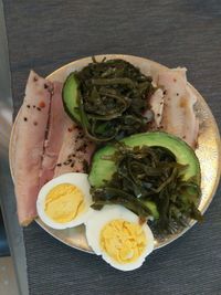 Directly above shot of food in plate on table