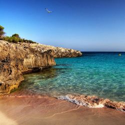 Scenic view of sea against clear sky