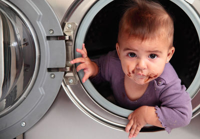 Close-up portrait of a funny baby