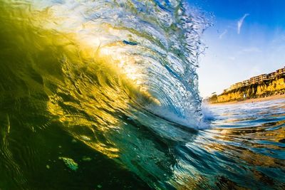 Close-up of curling ocean waves