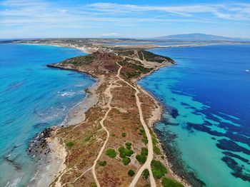 High angle view of beach against sky