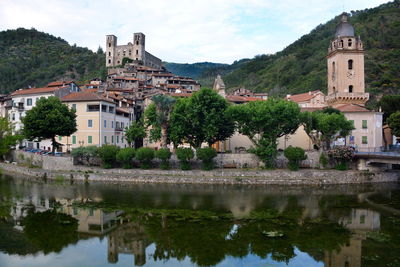 Reflection of buildings in water