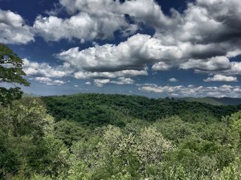 Scenic view of landscape against cloudy sky