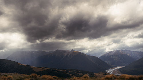 Scenic view of mountains against sky