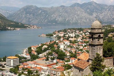 High angle view of town