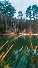 Scenic view of lake against sky