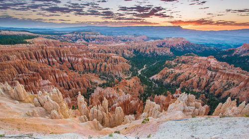 View of rock formations at sunset