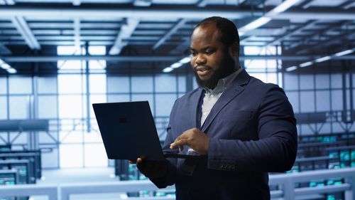 Young man using digital tablet
