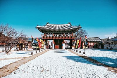 View of amusement park during winter