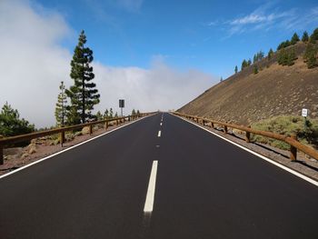 Surface level of empty road against sky