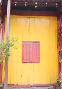 Closed door of building