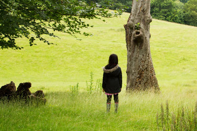 Full length of man standing on grassy field