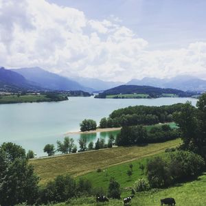 Scenic view of lake against sky