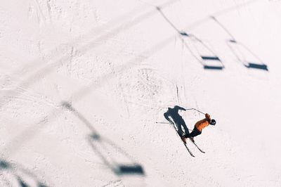 High angle view of skier