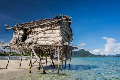 Thatched hut on beach