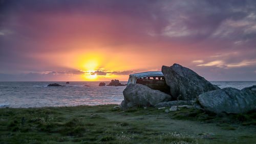 Scenic view of sea against sky during sunset