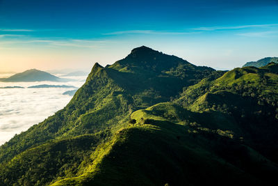 Scenic view of mountains against sky